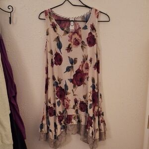 Honeyme Floral Print Sleeveless Tunic